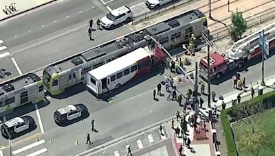 Train collides with bus in downtown Los Angeles, injuring at least 55