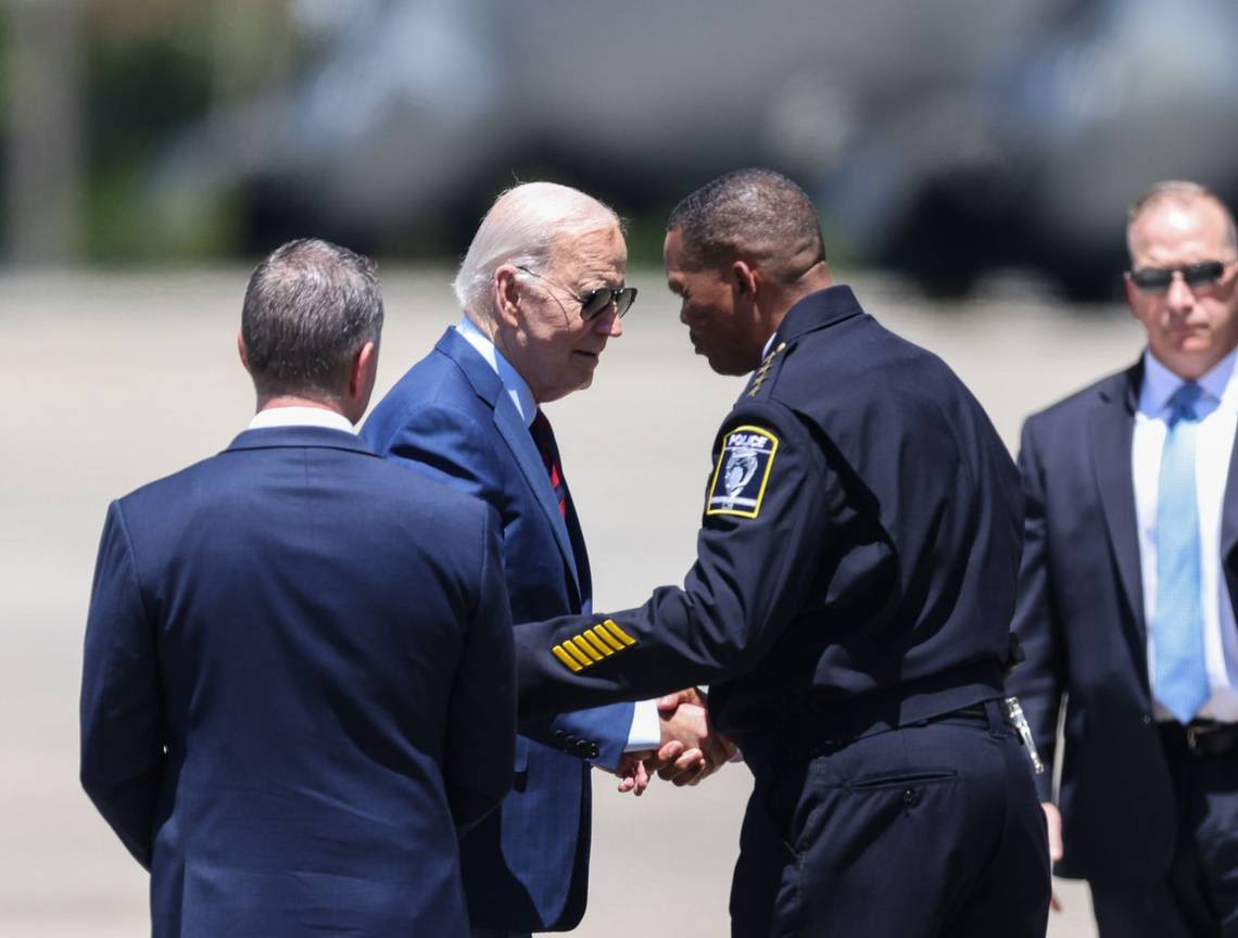 President Joe Biden visits with NC families of officers killed in Charlotte shooting