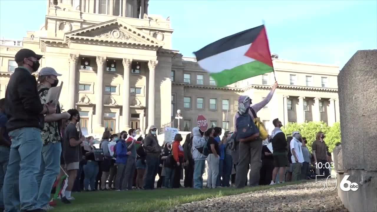 Protesters march in Boise against the war in Gaza