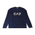 EMPORIO ARMANI EA7字母LOGO純棉長袖運動T恤(S/M/L/XL/深藍)