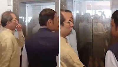 VIDEO: Uddhav Thackeray & Devendra Fadnavis’ Surprise Meet Outside Lift Sparks Alliance Speculation Ahead Of State Assembly Polls