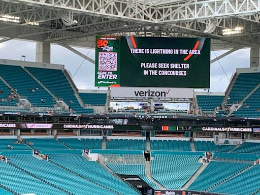 Miami Hurricanes home game vs. Ball State delayed due to lightning. Here’s the latest