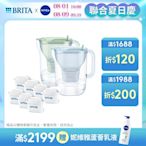 [共1壺7芯]德國BRITA Style純淨濾水壺 永續版 3.6L+全效型濾芯6入(冰川藍/森林綠)