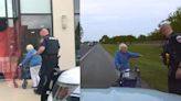 Good news: Now, this is community policing! A senior gets a police escort to a hair salon