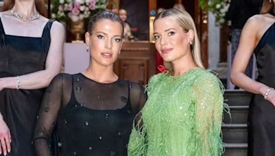 Princess Diana's twin nieces Lady Amelia and Eliza Spencer put on glittering displays in contrasting dresses for jewellery launch at the National Portrait Gallery