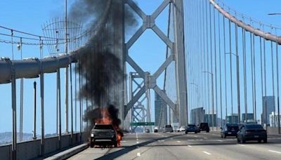 Car fire on westbound Bay Bridge shuts down lanes heading into San Francisco; expect traffic delays