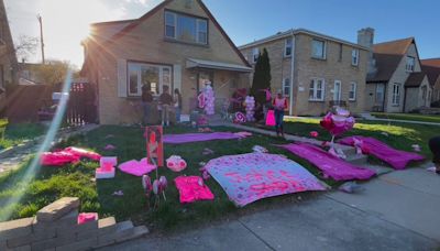 'Pink Out' for Sade Robinson outside Maxwell Anderson's house