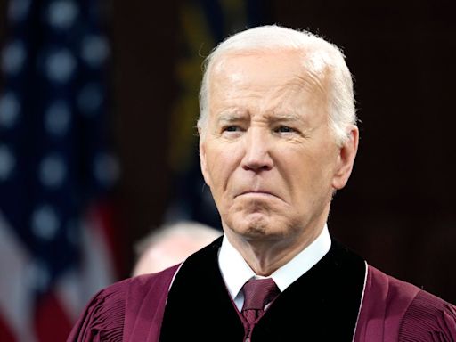 Morehouse College students peacefully protest during Biden’s commencement speech