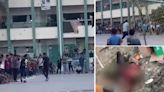 Horrifying Video Shows Moment When Israel Drops Bomb On Kids Playing Football At Al-Awda School In Gaza