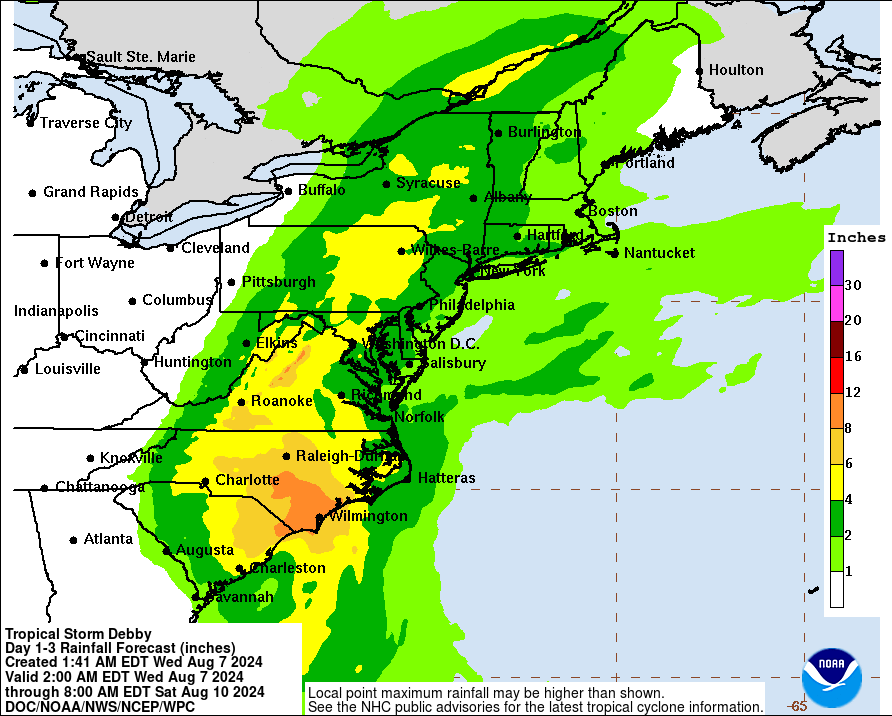 Debby Path: Tropical Storm shifts west bringing track over Vermont. What to expect