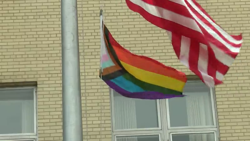 Pride flag beams over Green Bay City Hall as Mayor Eric Genrich hosts raising event