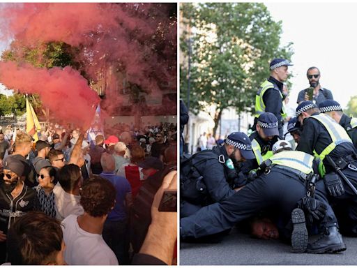 Over 100 arrests in London after flares thrown at Downing St gates as unrest breaks out across UK over Southport attack