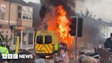 Police van set alight as protest breaks out in Southport