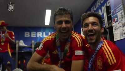 La celebración de la Selección Española en el vestuario
