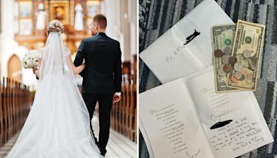 Mystery wedding crashers leave bride and groom puzzled with handwritten card and bizarre gift