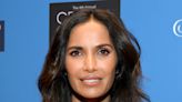 Padma Lakshmi Stunned on the Red Carpet in a Strapless Sage Minidress with a Train