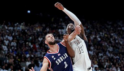 Former Tennessee basketball player Uroš Plavšić representing Serbia in Olympics, debut vs USA