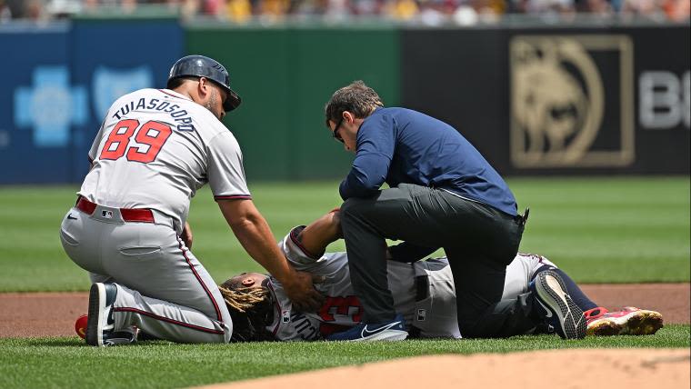 Ronald Acuna Jr. injury update: Braves OF leaves vs. Pirates in first inning with apparent leg injury | Sporting News Canada