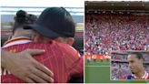 Emotional scenes as Virgil van Dijk and Jurgen Klopp embrace on Anfield pitch at full-time