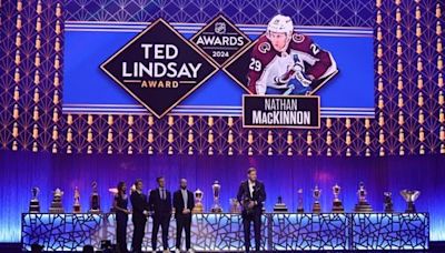 Nathan MacKinnon takes top honors at NHL awards, wins MVP from league and fellow players - The Boston Globe