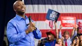 Trump took a swipe at Ron DeSantis as he welcomed Tim Scott to the 2024 presidential race, calling the South Carolina senator a 'big step up' from the Florida governor