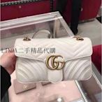 LINDA二手精品代購 GUCCI 古馳 443497 白色 GG Marmon雙G 鏈條包 包單肩 斜挎包 現貨