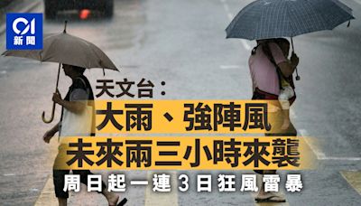 天文台預警強雷雨帶、強陣風中午前來襲 周日起一連3日狂風雷暴