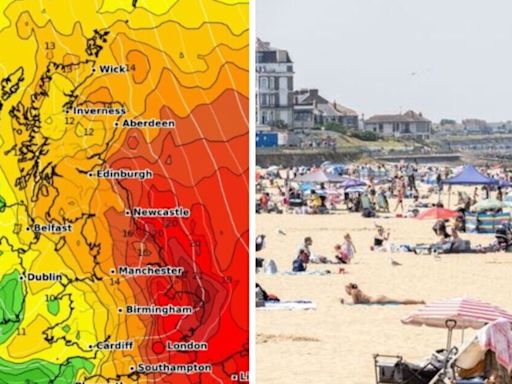 Hot weather maps show 'North-South divide' as 31C Med heat bomb blasts UK