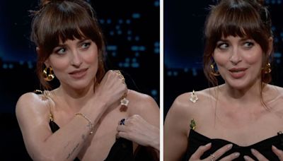 Dakota Johnson Soldiers On After Talk Show Wardrobe Malfunction In The Most Dakota Johnson Way Possible