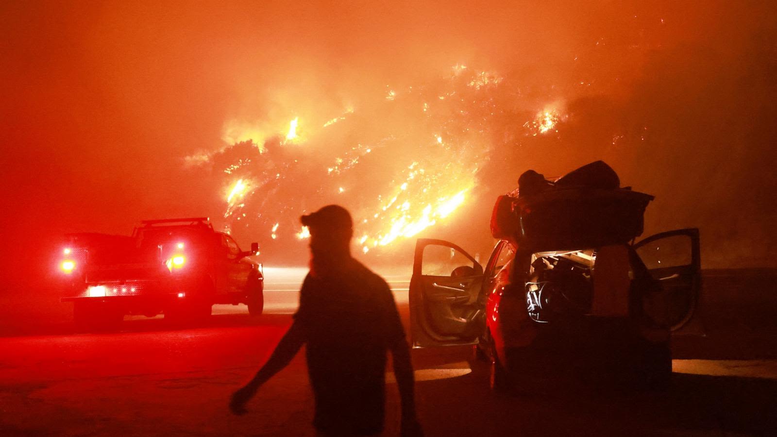 Wildfire burning east of Los Angeles forces evacuation in California town