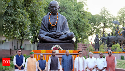 Dhankhar inaugurates 'Prerna Sthal' in Parliament complex; Congress slams relocation of statues as 'unilateral' move - Times of India