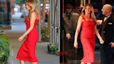 Melania Trump stuns in red at Manhattan fundraiser