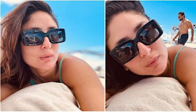 Kareena Kapoor enjoys sunny day on UK beach in teal swimsuit but it's shirtless 'photobomber' Saif Ali Khan who has our attention