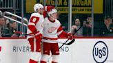 Lucas Raymond's hat trick helps Detroit Red Wings earn point in OT loss at Pittsburgh