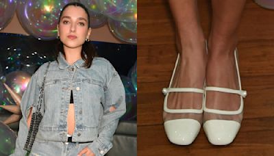 Rina Lipa Pairs Denim Co-Ord with Jimmy Choo Mary Jane Shoes at Urbanic Launch Party in London