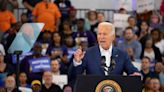 Biden rallies to chants of 'Don't you quit,' attacks press for giving Trump 'free pass'
