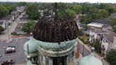 WATCH: Construction crews continue to dismantle dome at St. Theodosius Orthodox Christian Cathedral in Cleveland following recent fire