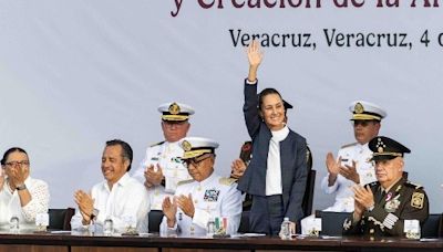 Sheinbaum conmemora la Constitución de 1824 y los 203 años de la Armada de México, en Veracruz