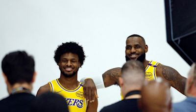 LeBron over NBA moon as he kicks off Lakers camp with son Bronny