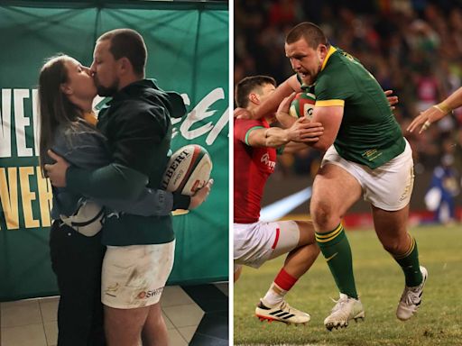 Kiss for the miss: Andre-Hugo celebrates Springbok debut
