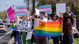 Protesters gather at Roseville school district office after it cut ties with LGBTQ group