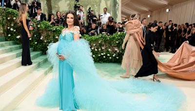 Lea Michele Cradles Baby Bump in Turquoise Gown at 2024 Met Gala