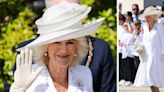 Camilla is a vision in white as she joins Charles for D-Day event in Normandy