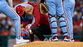 Phillies' Walker exits after hit in foot by liner