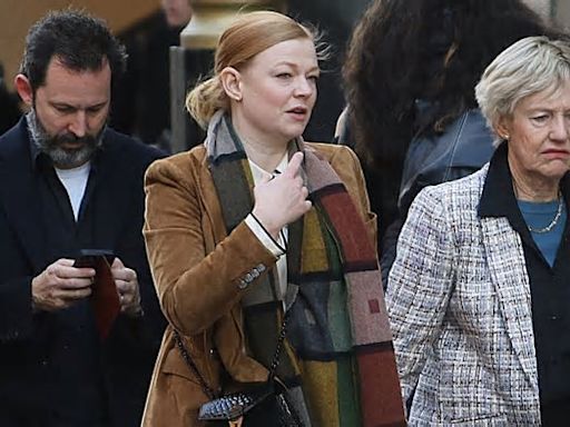 Sarah Snook steps out with her mother and husband to watch her former Succession co-star Brian Cox in his West End play Long Day's Journey Into Night before the trio head to ...