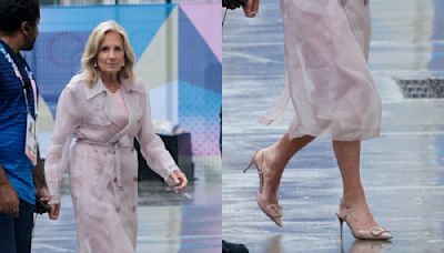 First Lady Jill Biden Steps Out in Her Favorite Valentino Slingbacks for Paris Olympics 2024 Swimming Event