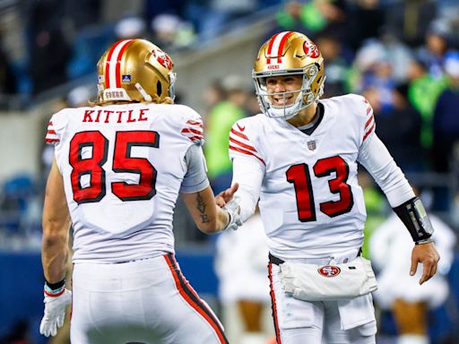 George Kittle wears Brock Purdy's Iowa State helmet after Iowa loss to Cyclones