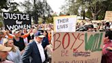 Fiery moment Nat Barr confronts Anthony Albanese about women's march