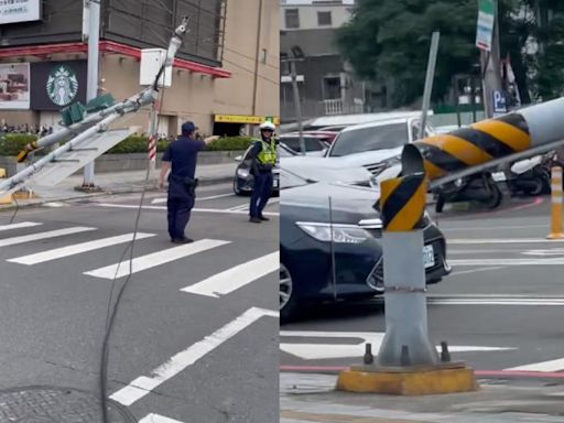 風城再發威！新竹紅綠燈慘遭強風吹斷 連在地人都嚇到了│TVBS新聞網