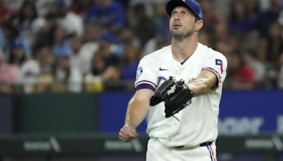 Scherzer exits after 2 innings with arm fatigue in his 1st Rangers start out of the All-Star break